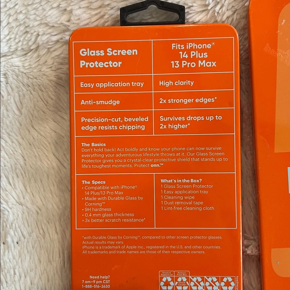 4 iPhone 14 Plus 13 Pro Max Protect Onn Glass Screen Protector  - New